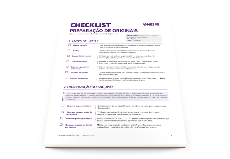 Mockup imagem checklist preparação de originais